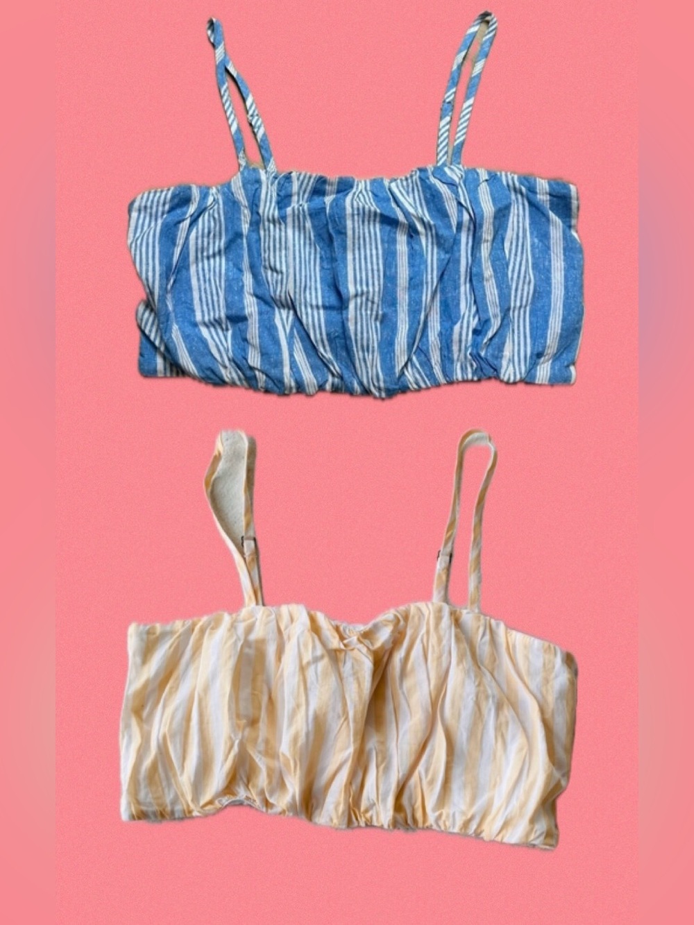 NWOT Wild fable Striped Blue and Yellow Cropped Summer Tops - Set of 2
